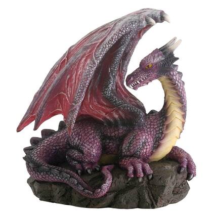 Front. Pacific Trading - Purple Dragon On Rock Fantasy Figurine Statue 3.5 inch - Purple.