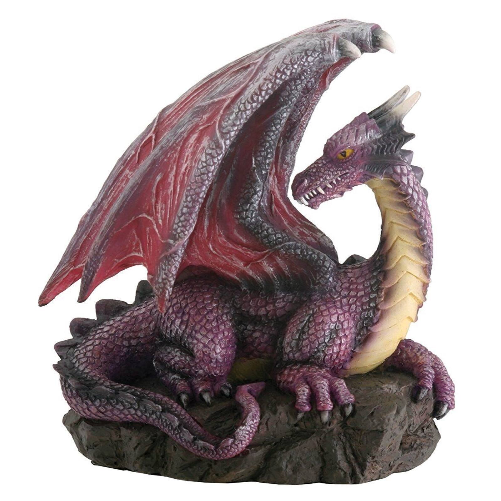 Front. Pacific Trading - Purple Dragon On Rock Fantasy Figurine Statue 3.5 inch - Purple.