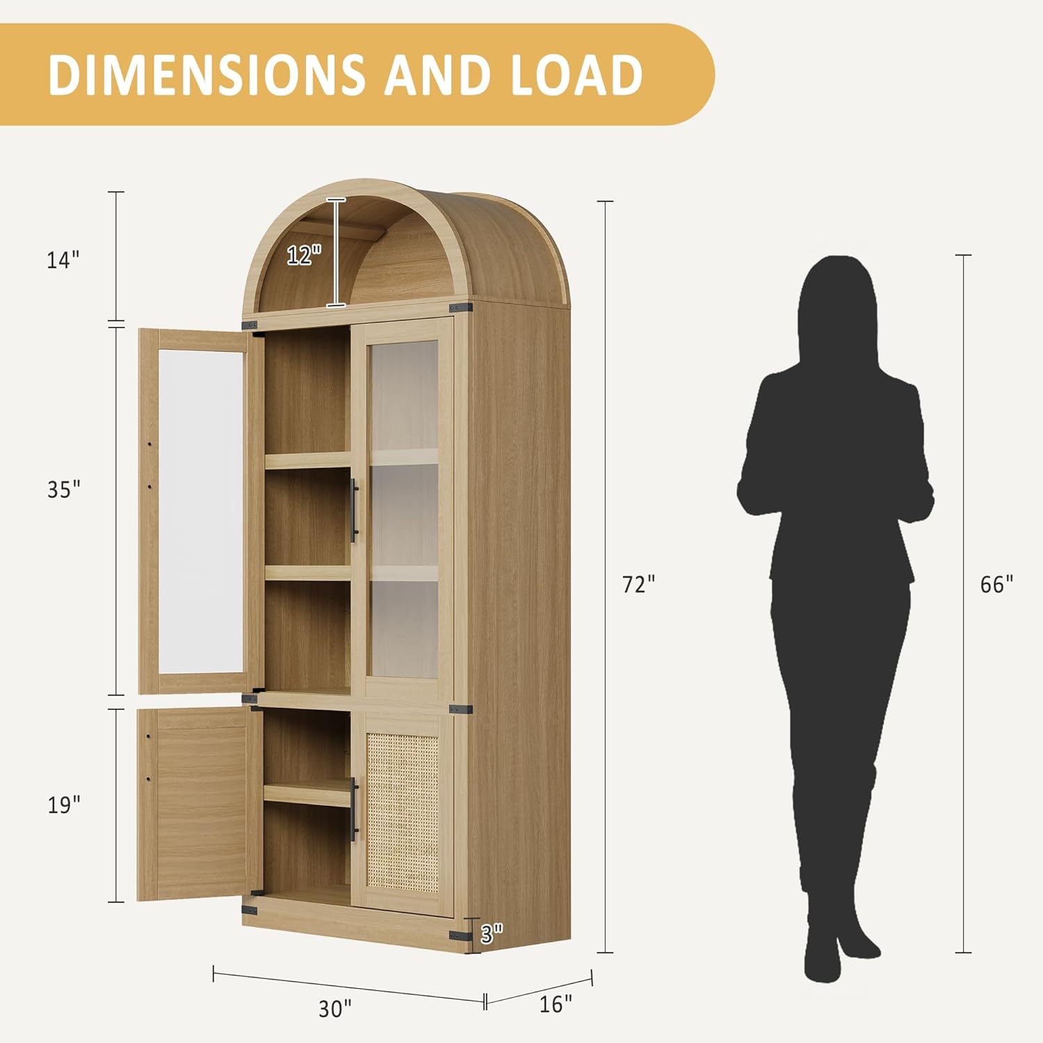 DIMENSIONS AND LOAD

14"  
12"  
35"  
72"  
66"  
19"  
3"  
30"  
16"