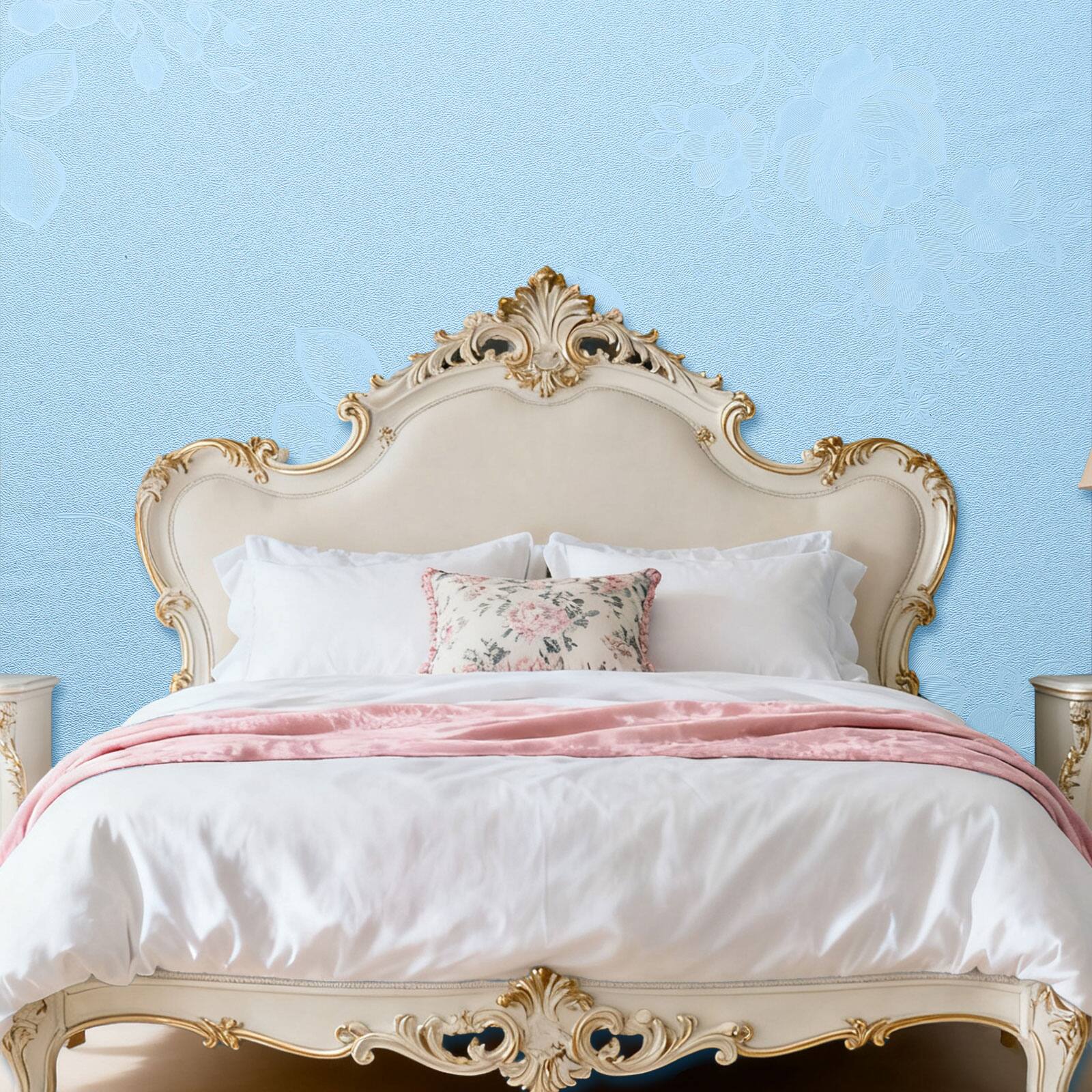 Alt View 4. Unique Bargains - Vintage Floral Wallpaper, 23.6x394 Self-Adhesive Vinyl Waterproof Rose Peel & Stick Contact Paper for Bedroom/Bathroom - Rose Pattern-Blue.