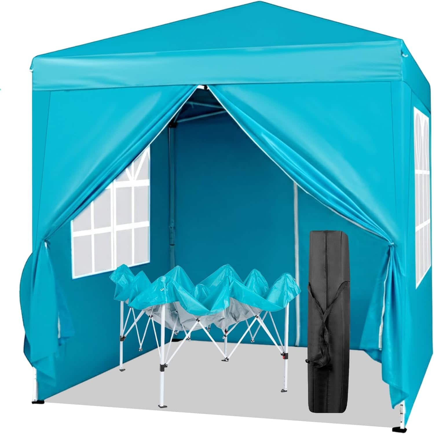 Winado - 6.5x6.5ft Pop Up Canopy Tent, Outdoor Instant Shelter Folding Canopy with 4 Side Walls and Carry Bag for Commercial Even