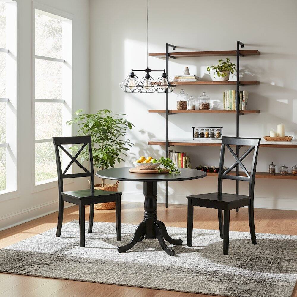 Alt View 2. FurniFact - 3-Piece Dining Set - Brown.