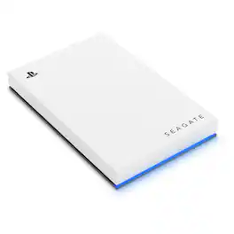 Seagate - Game Drive for PlayStation Consoles 2TB External USB 3.2 Gen 1 Portable Hard Drive with Blue LED Lighting - White