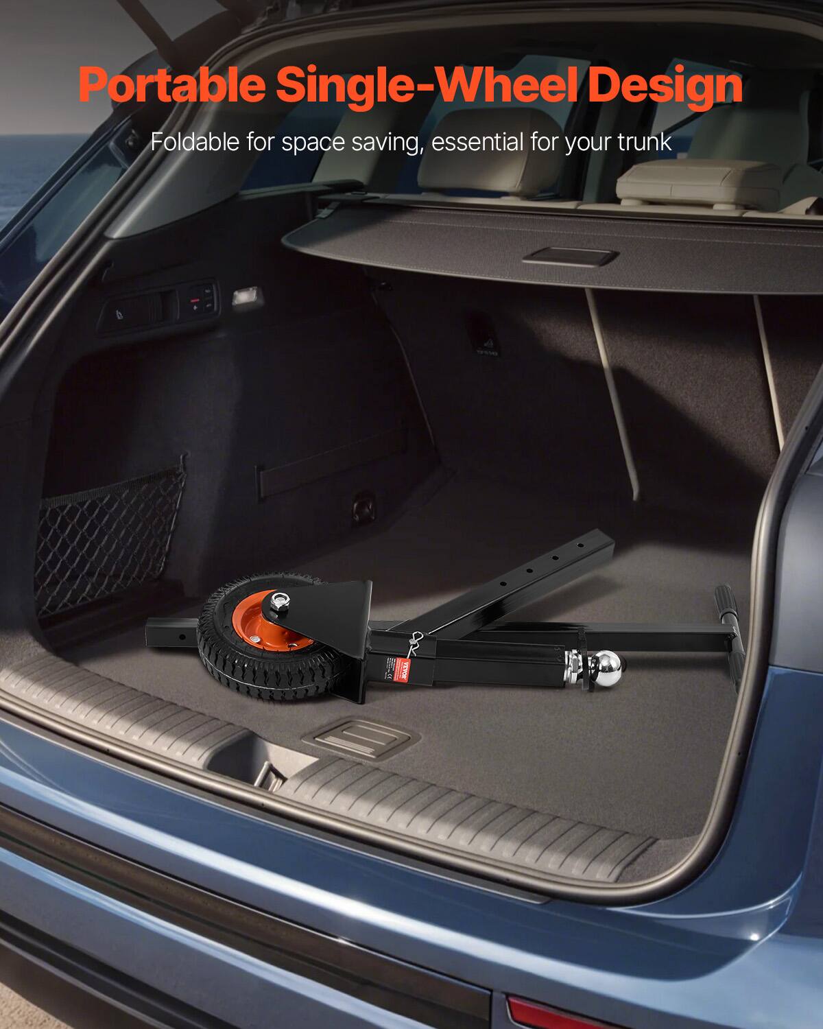 Portable Single-Wheel Design, Foldable for space saving, essential for your trunk.
