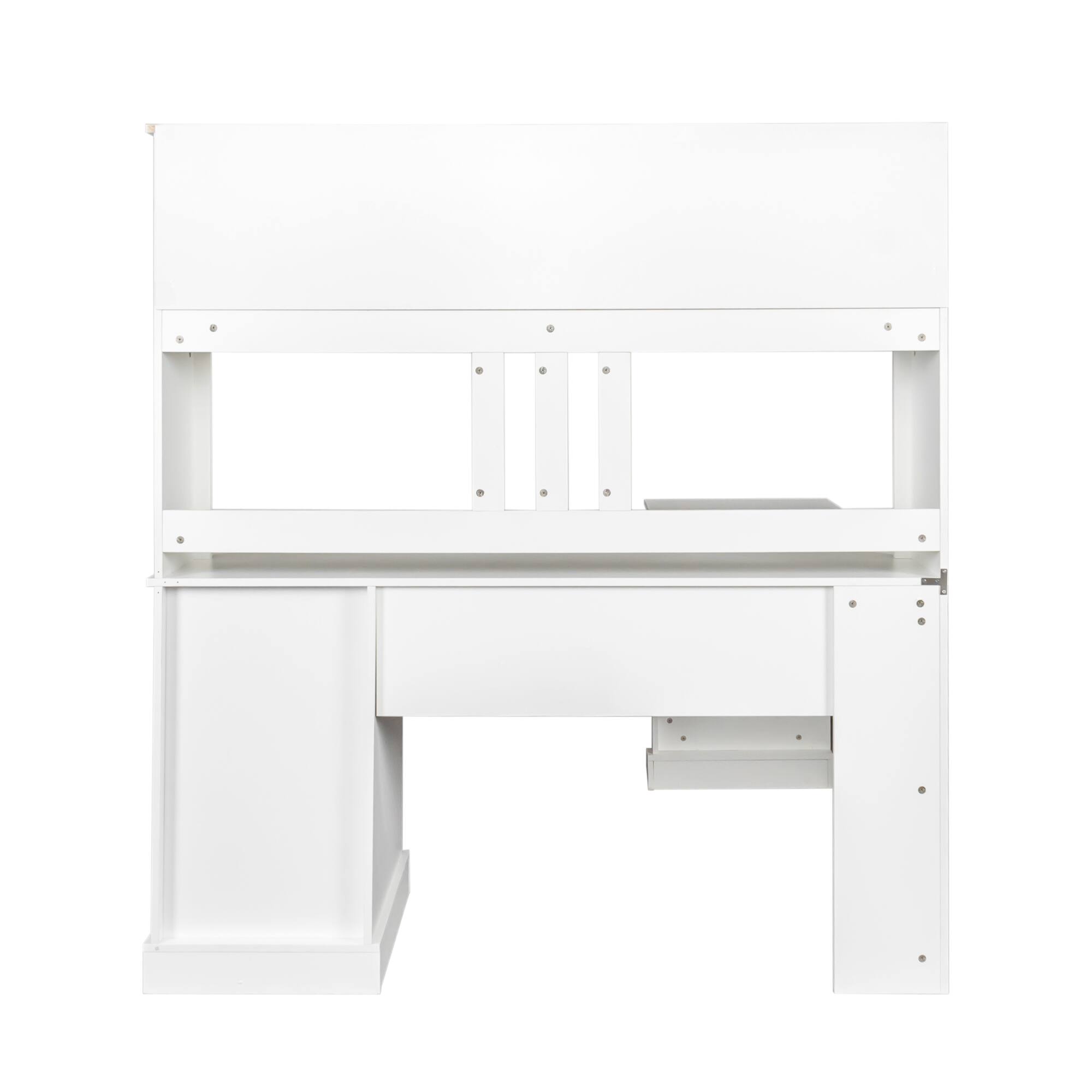 Alt View 8. Tiramisubest - Home Office Computer Desk with Hutch, Antiqued White finish - White.