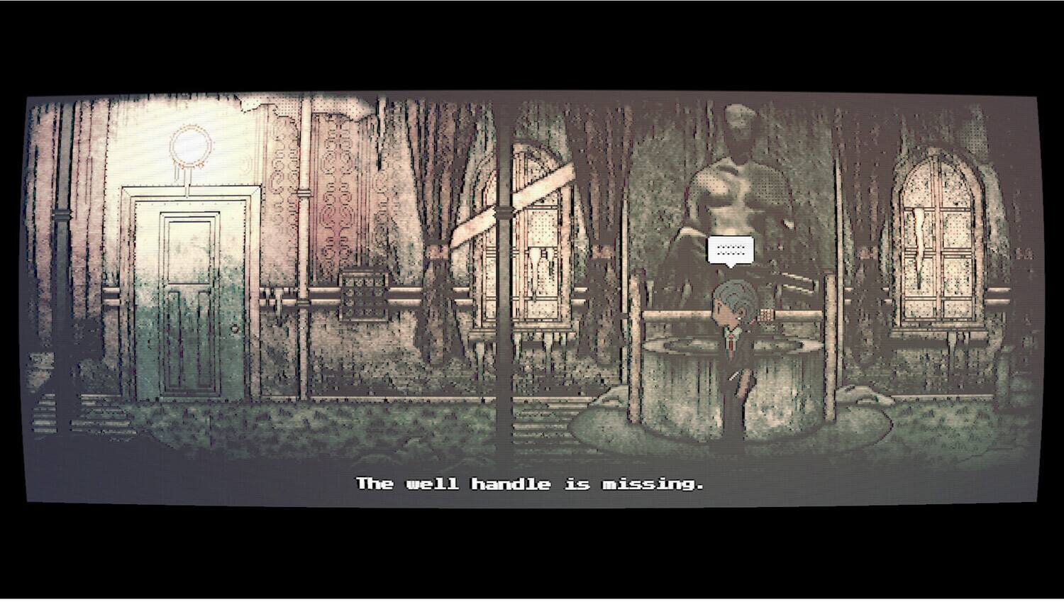 The well handle is missing.