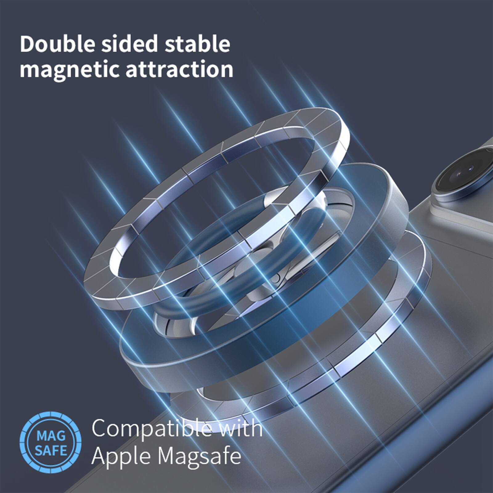 Double sided stable magnetic attraction

MAG SAFE Compatible with Apple Magsafe