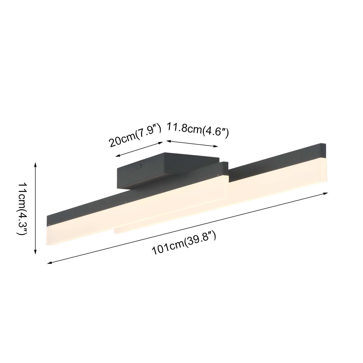 11cm(4.3")  
20cm(7.9")  
11.8cm(4.6")  
101cm(39.8")