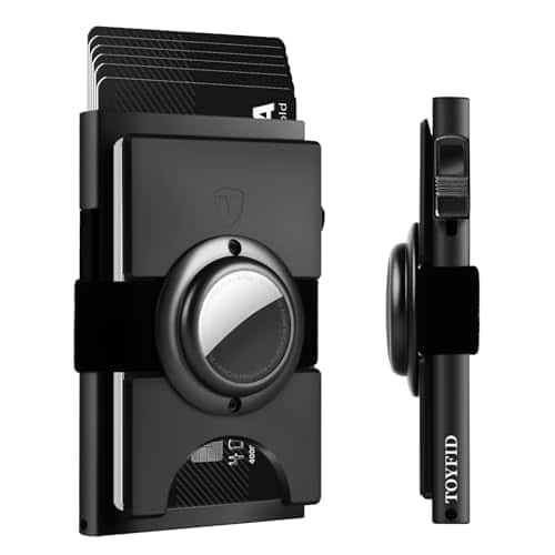 Vulpecula Spade - Minimalist Wallet for Men,Slim Wallet Compatible with AirTag,Card Holder Metal Wallet,Pop Up Wallet,Metal Card - Black