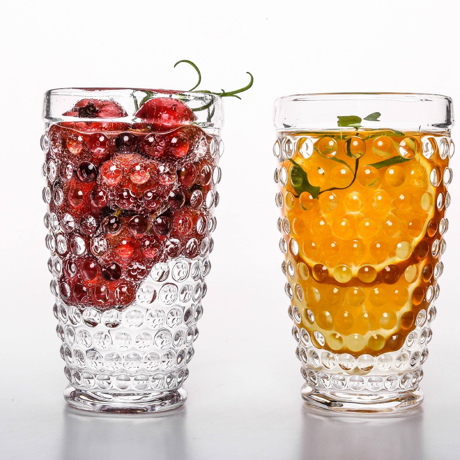 Left. BreeBe - Hobnail Collection Highball Glass (13.3 oz. set of 6) - Clear.