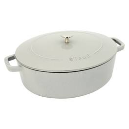 Staub - Cast Iron 6.25-qt Shallow Oval Dutch Oven - White Truffle
