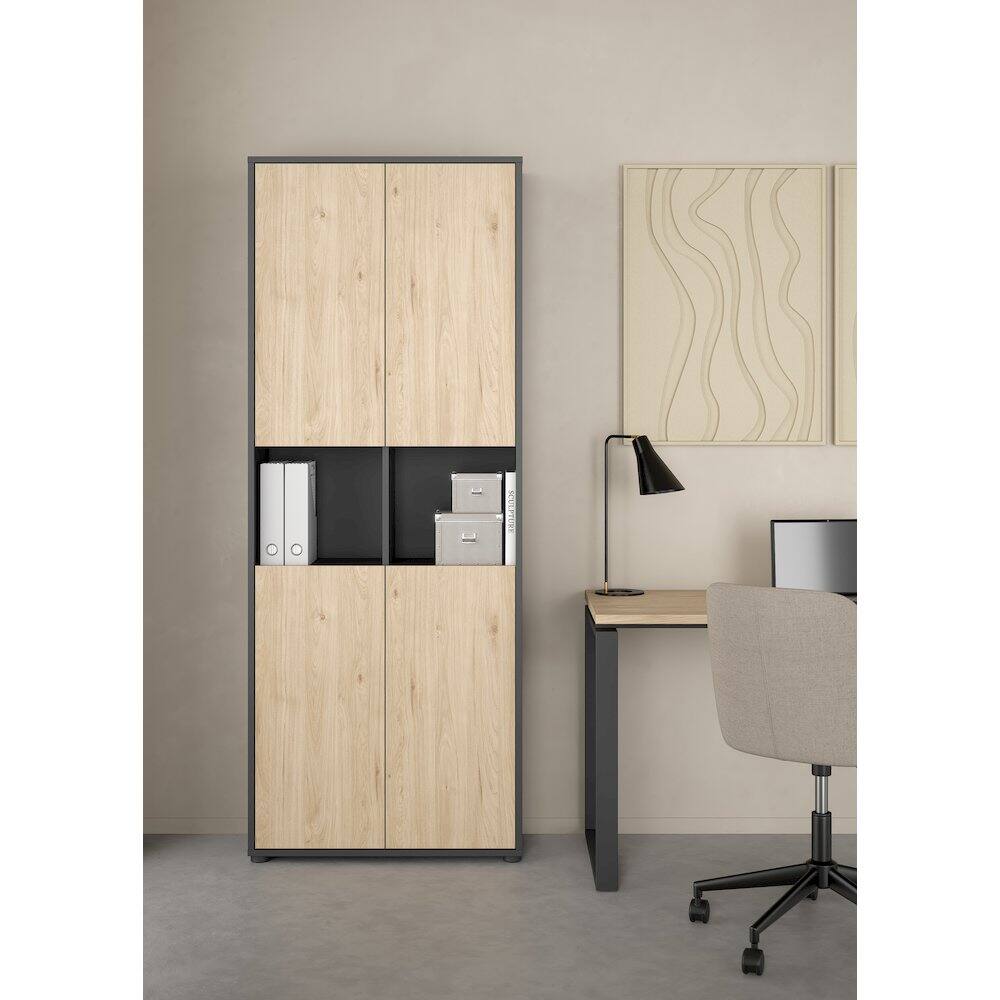 Alt View 8. Tvilum - 6 Shelf Boockase with 4 Doors, Home Office Storage - Gray.