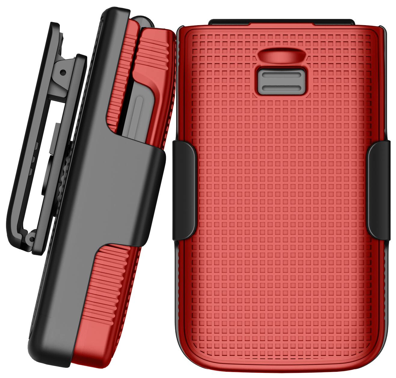 Alt View 9. Nakedcellphone - Combo for Lively Jitterbug Flip 3 Phone - Hard Case and Belt Clip Holster - Red.