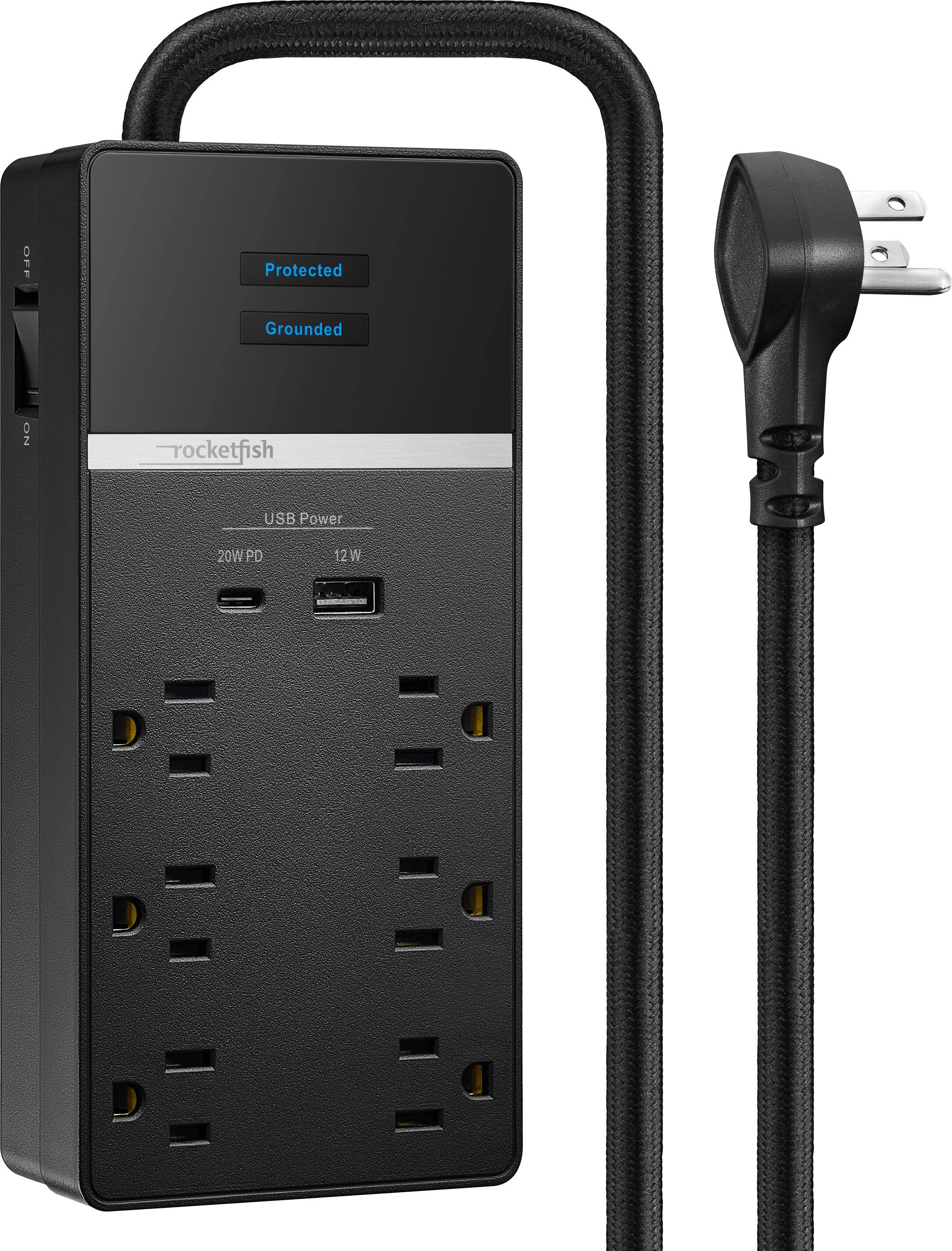 Rocketfish™ 6 Outlet 2160 Joules Surge Protector with USB and USB C ...