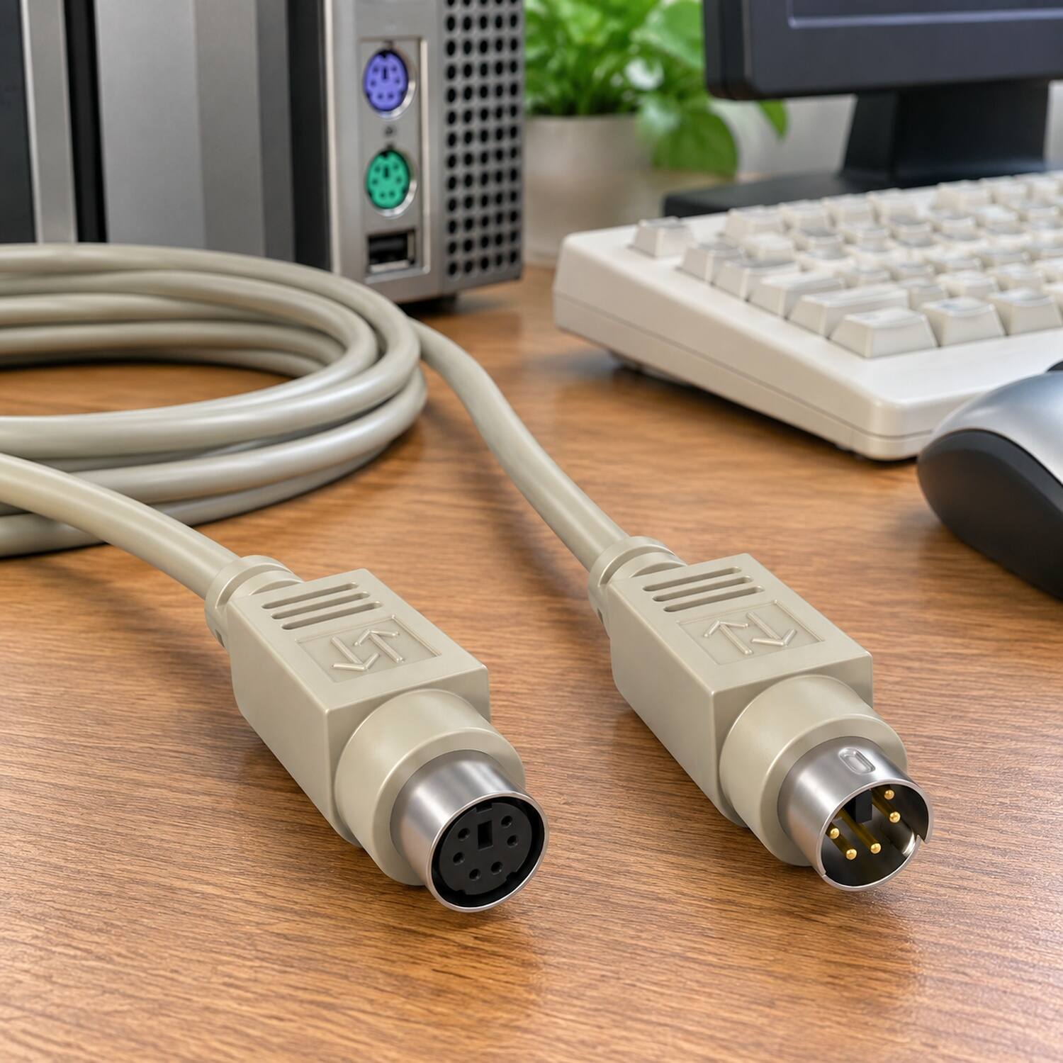 Left. Sanoxy - 10ft Mini-DIN6 M/F PS/2 Keyboard/Mouse Extension Cable - Beige.