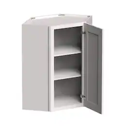 Boyel Living - 24-in W x 36-in H x 12-in D Shaker Diagonal Corner Kitchen Wall Cabinet with Soft-Close Door - Glacier White