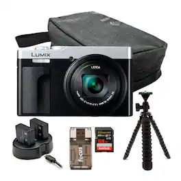 Panasonic - LUMIX ZS99 30x Zoom Point Compact Silver Digital Camera Bundle
