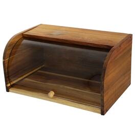 MegaChef - Acacia Wood Bread Box with Sliding Plastic Lid - Brown
