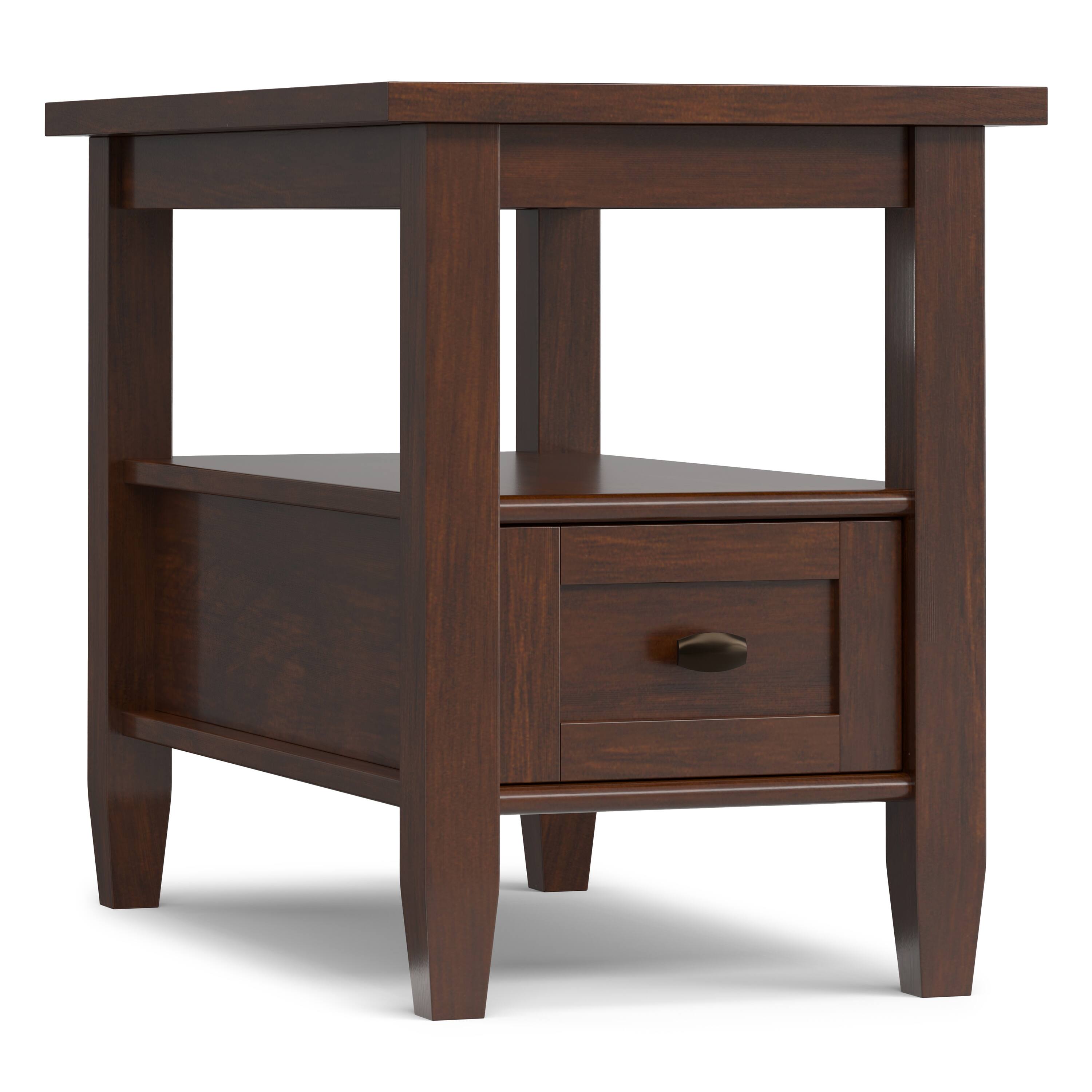 Alt View 3. Simpli Home - Warm Shaker 14 inch Wide Solid Wood Transitional Narrow Side Table in Russet Brown - Russet Brown.