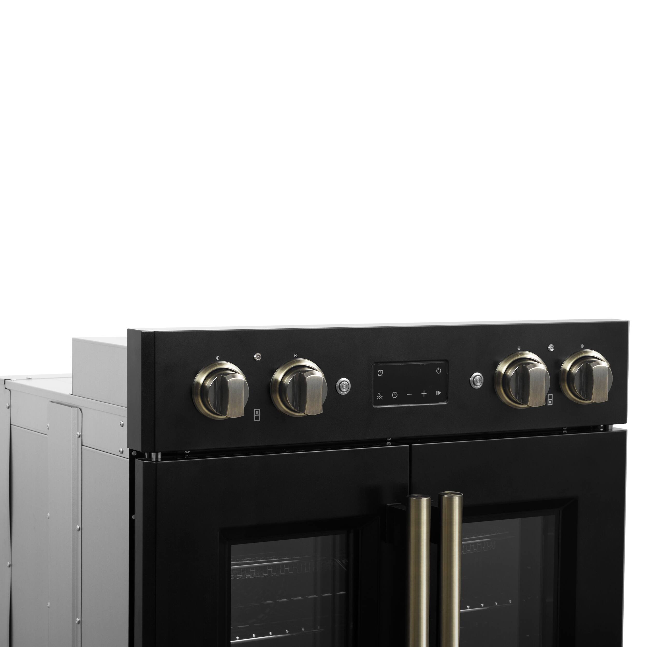 Alt View 5. Forno Appliances - Asti 7.36 Cu. Ft. Electric Double Wall Oven with Upper French Doors and Antique Brass Accents - Black.