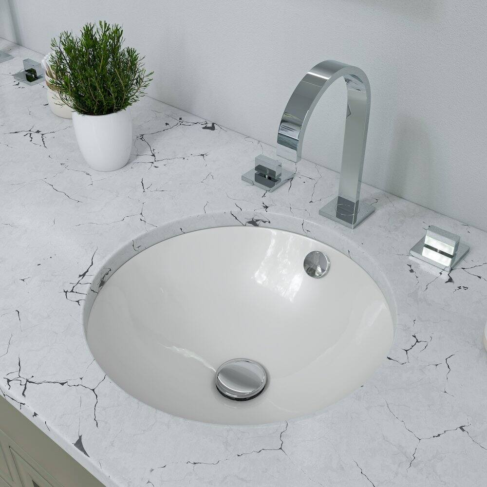 Angle. Alfi - White 17" Round Undermount Ceramic Sink - White.