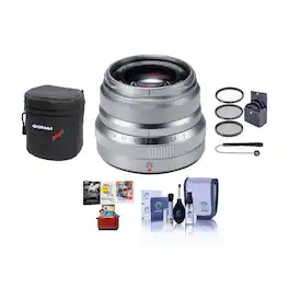 Bundle - Fujifilm - XF 35mm f/2 R WR Lens, Silver, w/43mm Filter Kit,Mac Software,Case