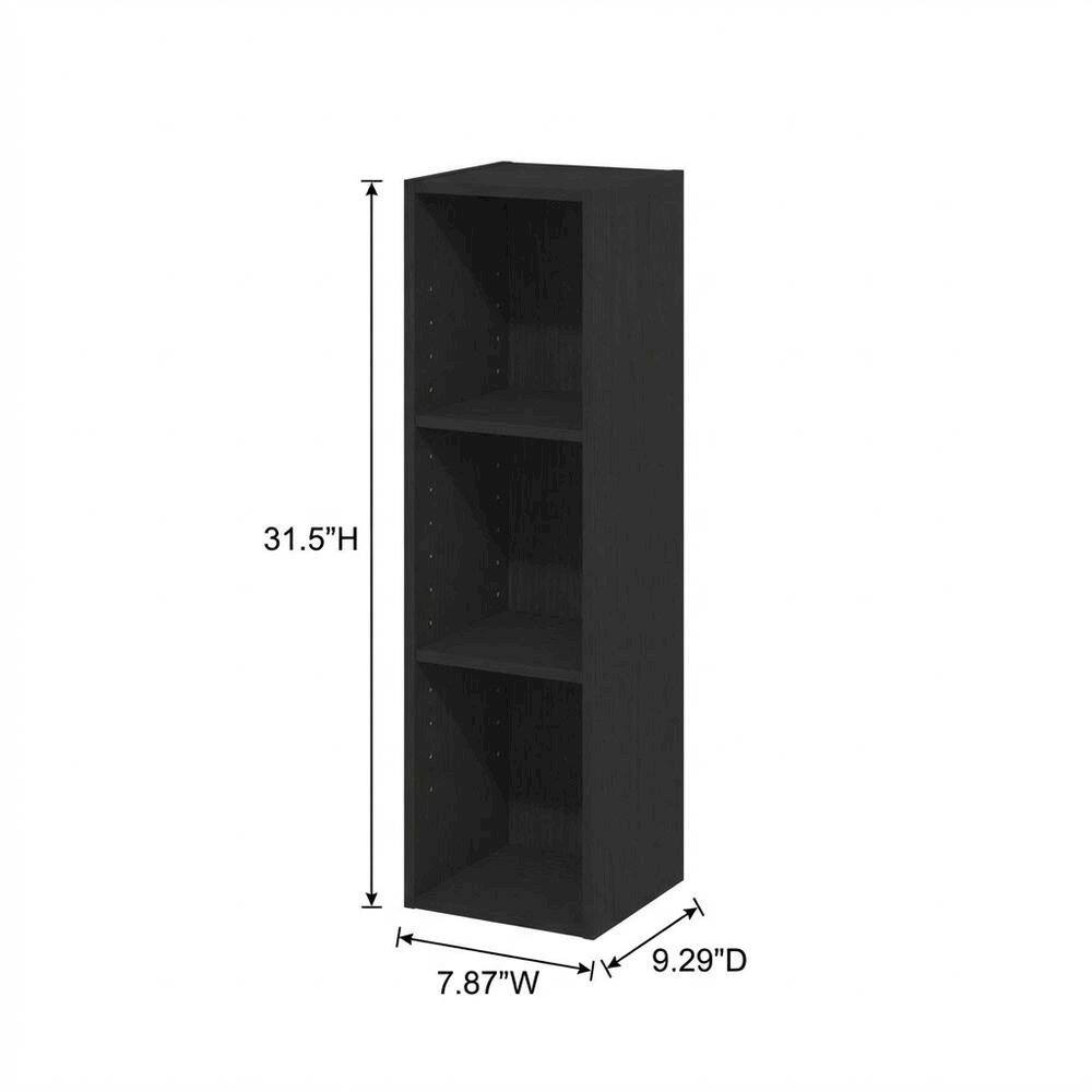 FurniFact - Wooden bookcase in sleek black finish with durable design and versatile storage - Blackwood price history on PriceWatchPro