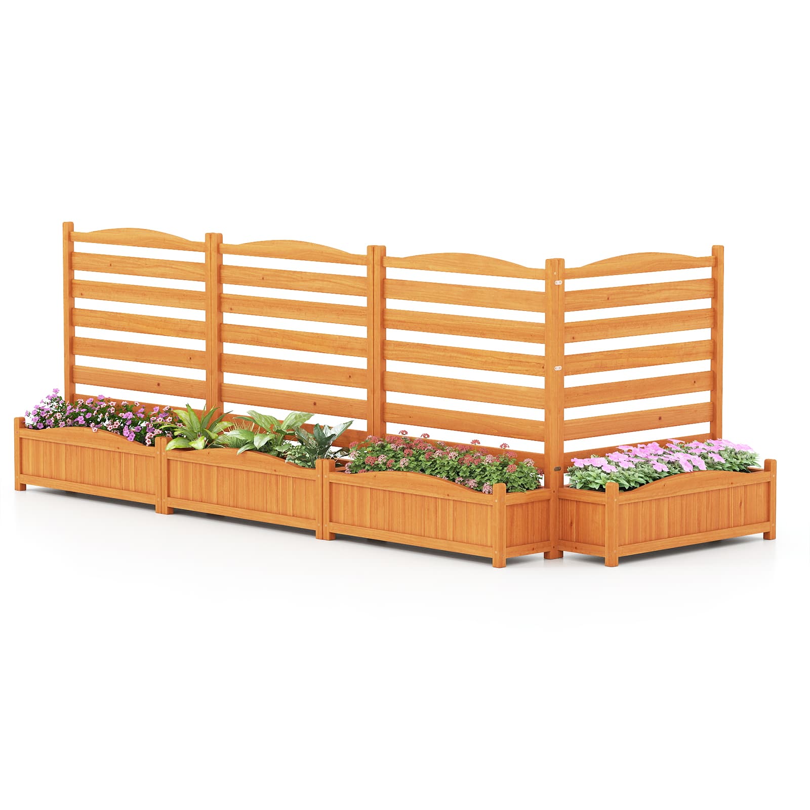 Gymax - 2PCS Air Conditioner Fence w/Planter Box 2-Panel Freestanding Privacy Screen - Yellow