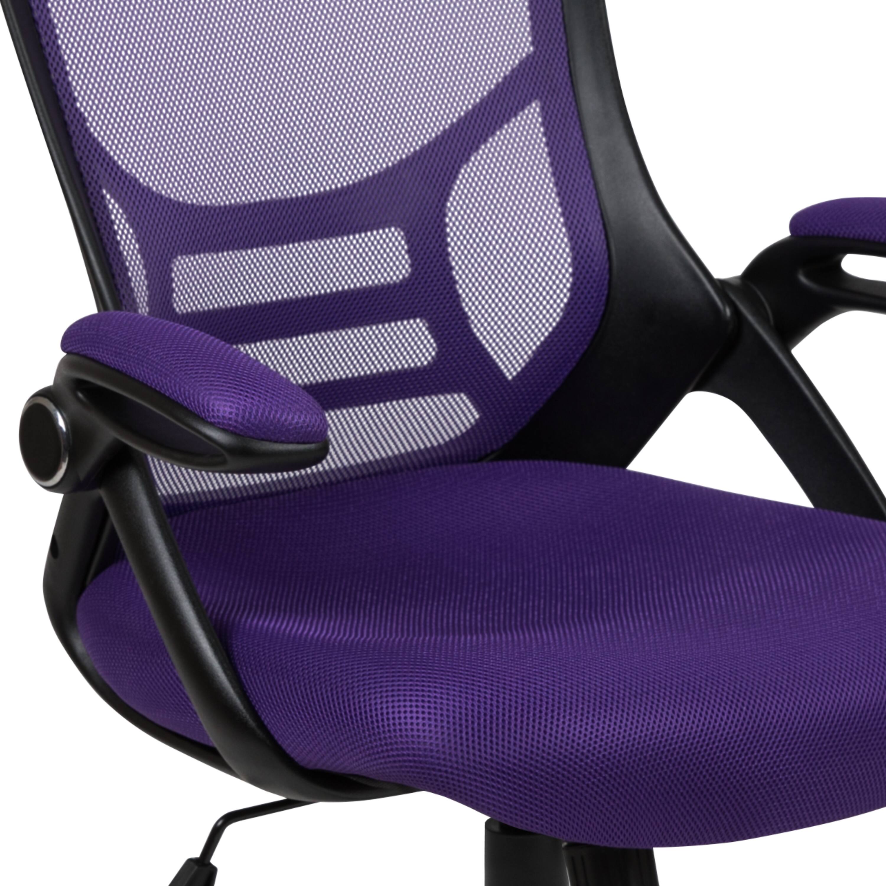 Alt View 10. Emma + Oliver - High Back Mesh Ergonomic Office Chair with Flip-up Arms - Purple.