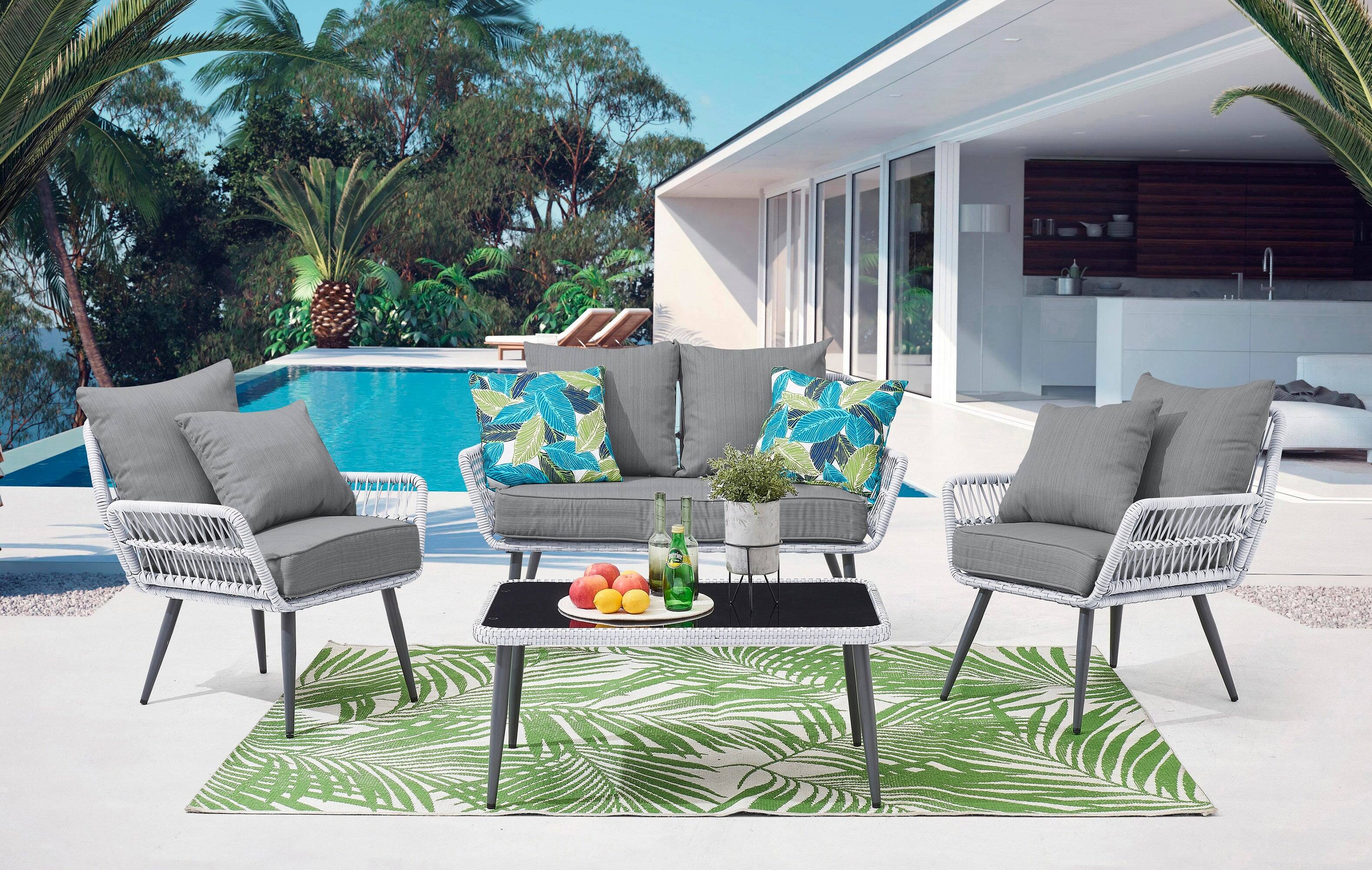 Angle. Manhattan Comfort - Portofino Modern 4-Piece Patio Conversation Set - Gray.