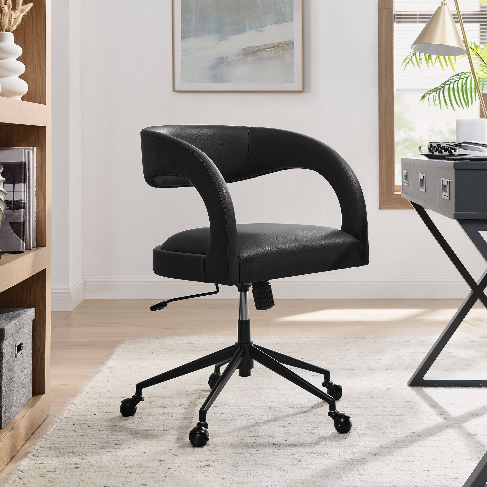 Alt View 5. Modway - Pinnacle Vegan Leather Office Chair by Modway - Black.