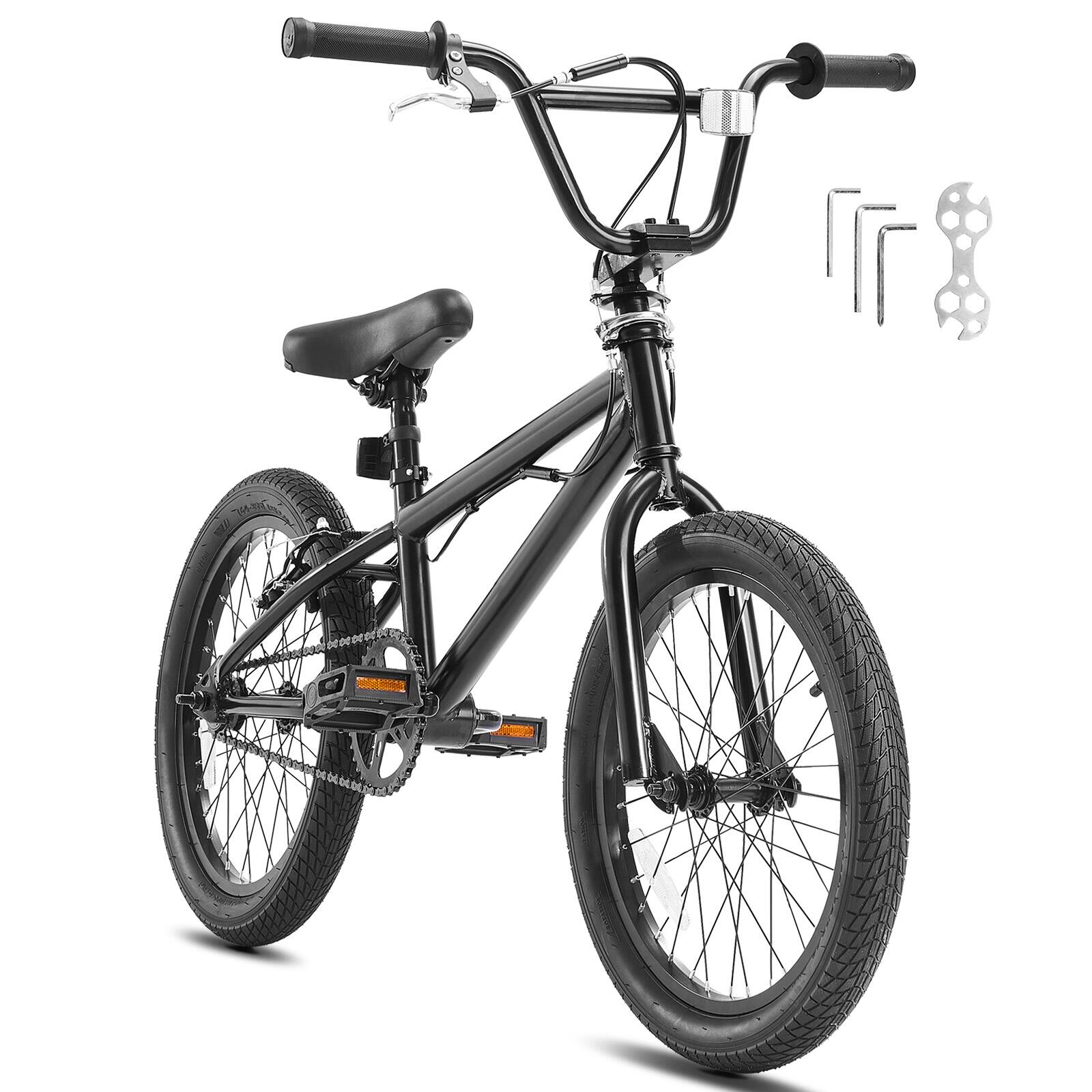 VEVOR - BMX Bike, 18-Inch Wheel Freestyle Bike, BMX Race Bike with 360° Rotor, Beginner-Level BMX to Advanced Riders - Black