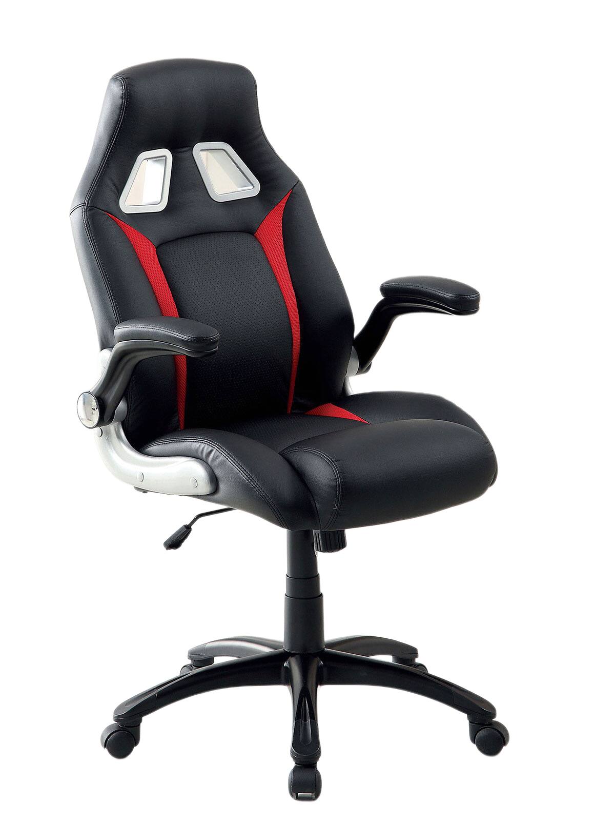 Front. Spaco - Spaco Ergonomic Office Chair, Leatherette, Adjustable Height, 360 Swivel, Lumbar Support,Padded Armrests,for Home Office - Black+Red.