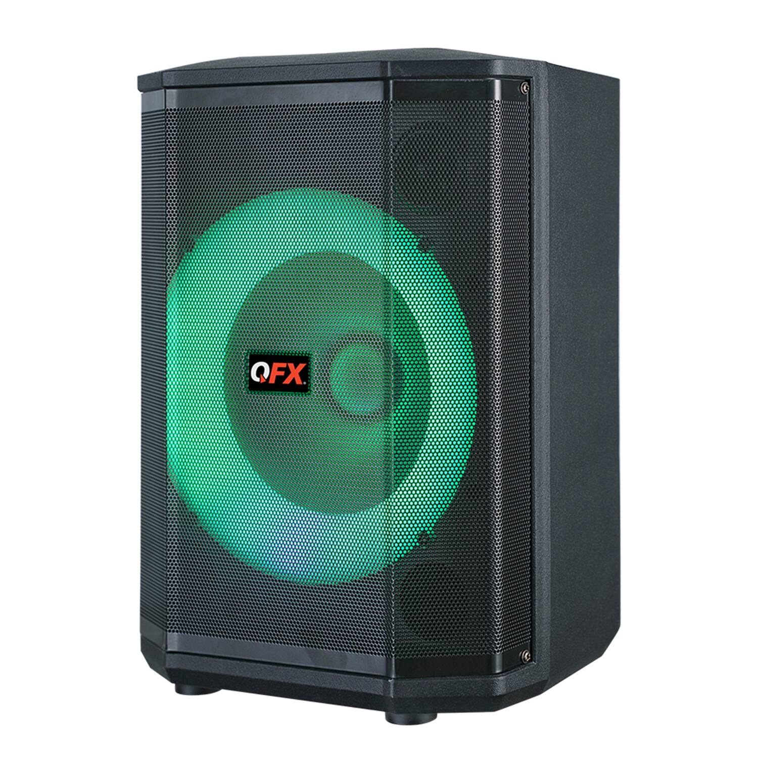 Alt View 1. QFX - 25W Bluetooth Rechargeable Party Speaker, 8" Woofer, Lights, TWS, USB/microSD/Aux, 3 Mics, Remote PBX-811 - Black.