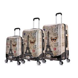 InUSA - Prints Lightweight Hardside Spinner 3 Piece Luggage Set 20"/24"/28" - PARIS