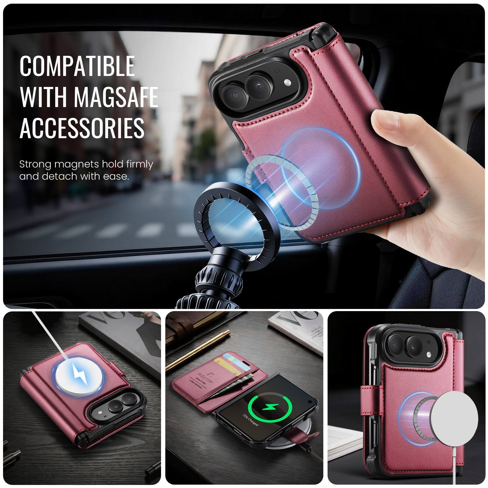 UUCOVER Magnetic Card Wallet RFID Blocking Case for Apple iPhone Duo ...