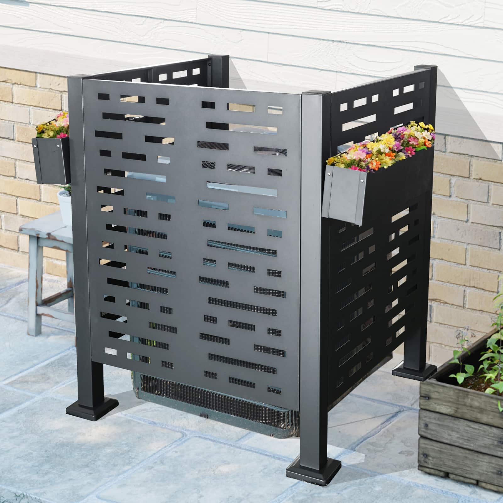 Mondawe - 3ftx3ft Air Conditioner Fence for Outdoor Units - Charcoal