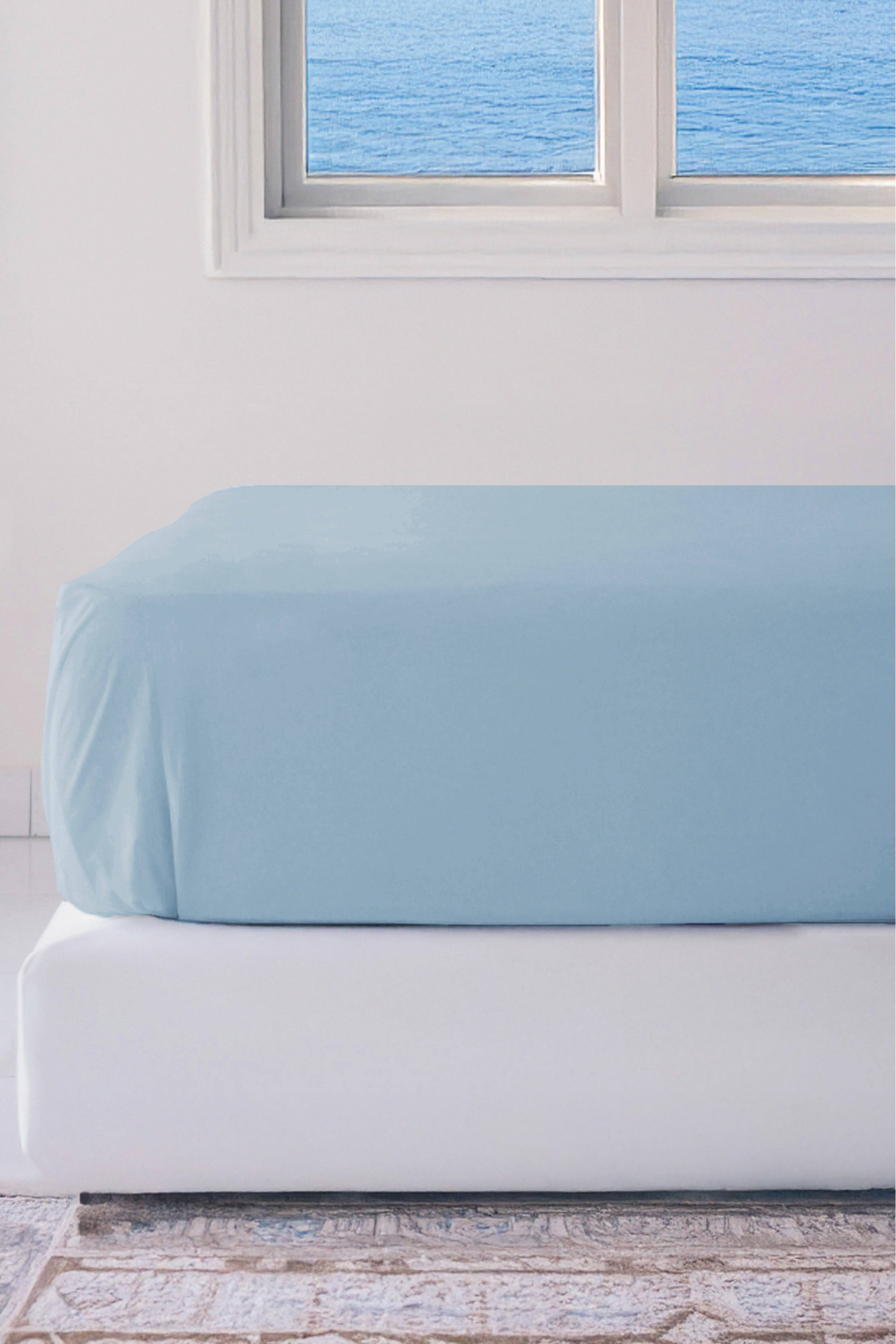 Alt View 1. BedVoyage - Luxury 100% viscose from Bamboo Fitted Sheet - Sky.