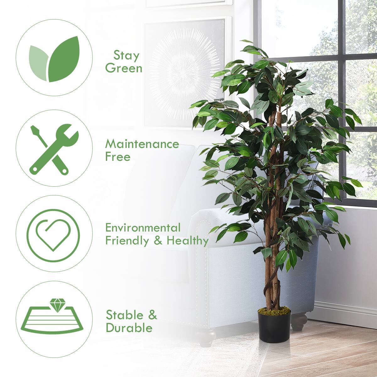 Stay Green, Maintenance Free, Environmental Friendly & Healthy, Stable & Durable