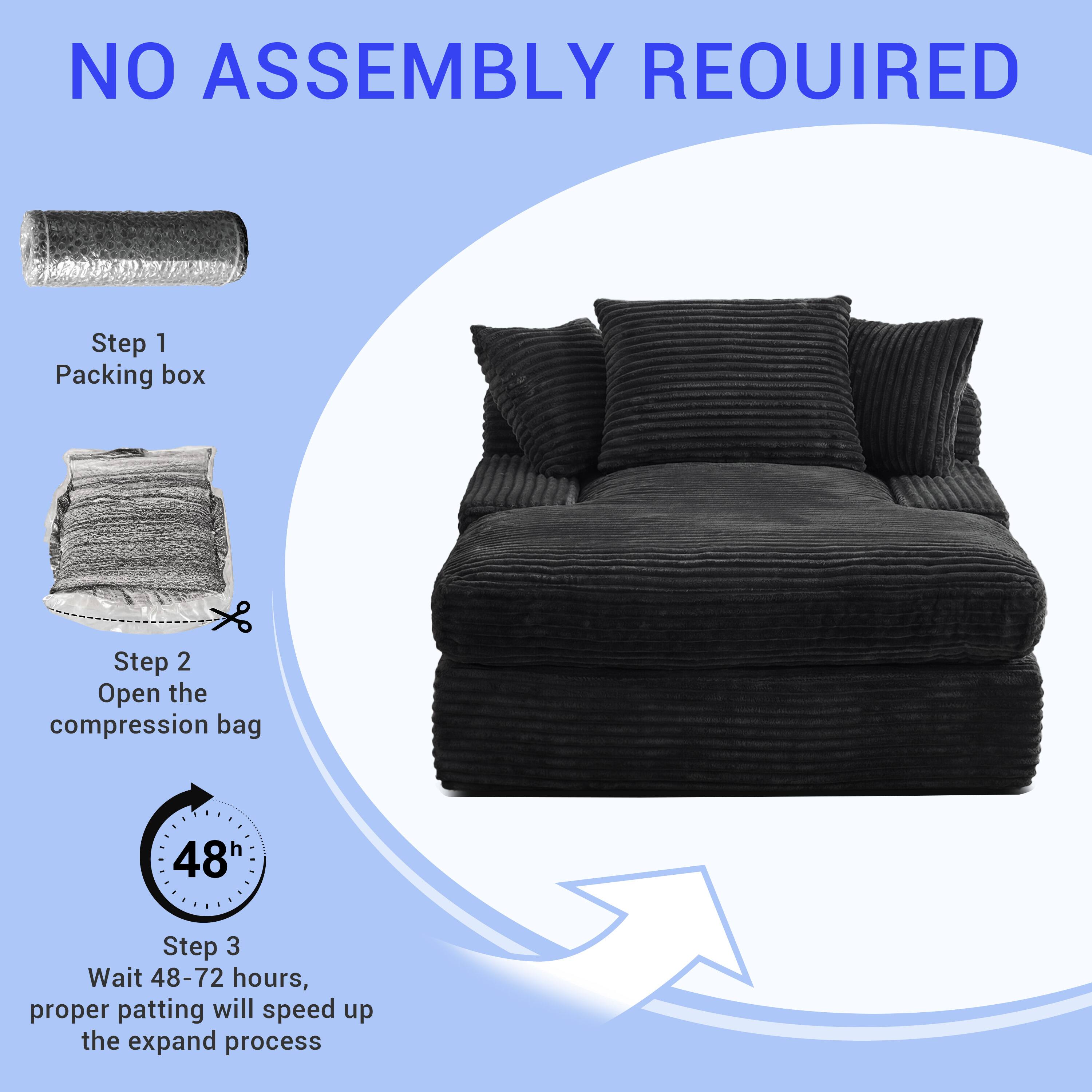 NO ASSEMBLY REQUIRED

Step 1 Packing box
Step 2 Open the compression bag
Step 3 Wait 48-72 hours, proper patting will speed up the expand process