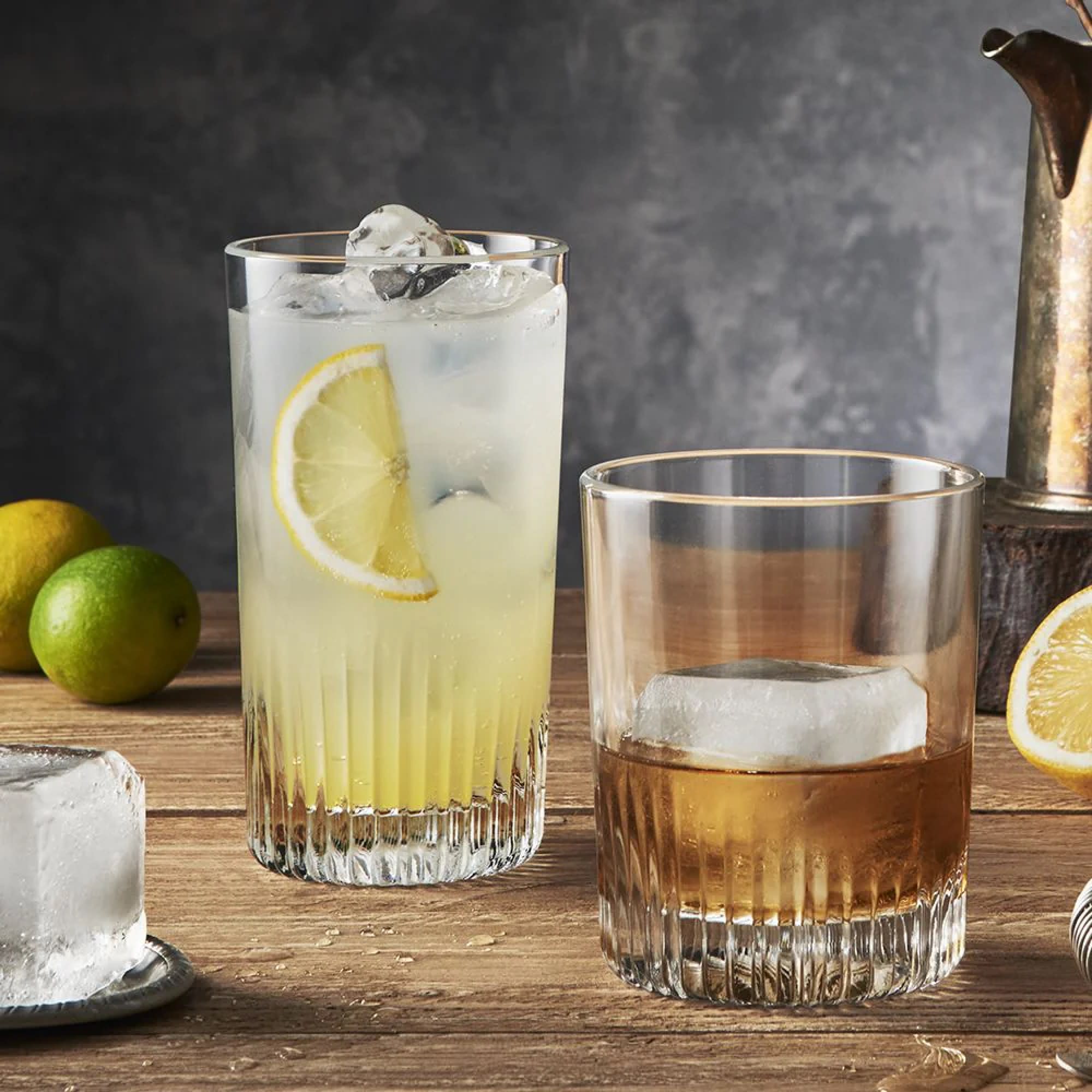Back. Bormioli Rocco - Bormioli Rocco DOF Whisky Glasses, Set of 4 - 13 Oz Tumblers with Reflective Base - Clear.