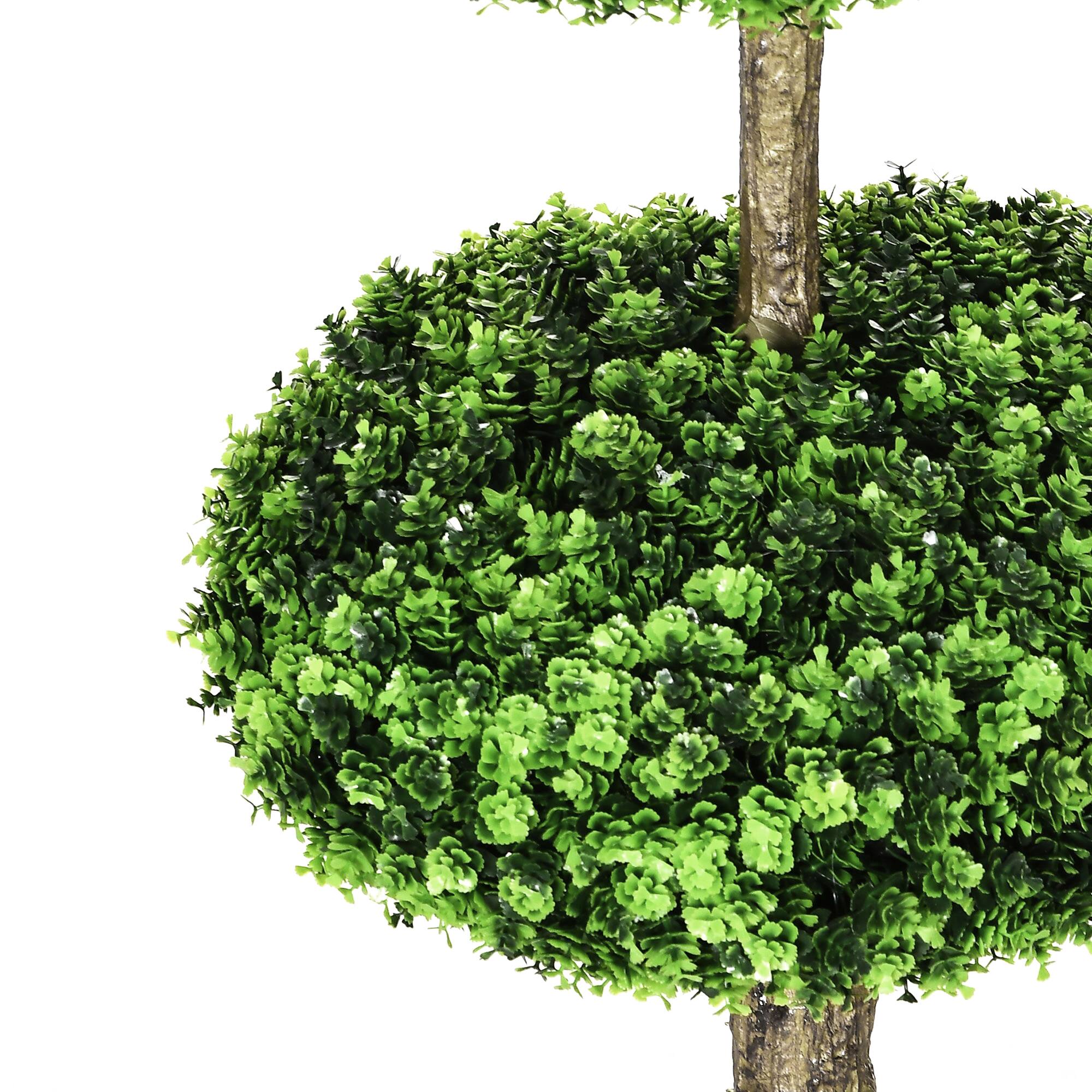 Alt View 8. Homcom - Set of 2 Artificial Boxwood Topiary Trees in Pots, 43.25" Artificial Plants Faux Trees for Home Office, Living Room - Green.