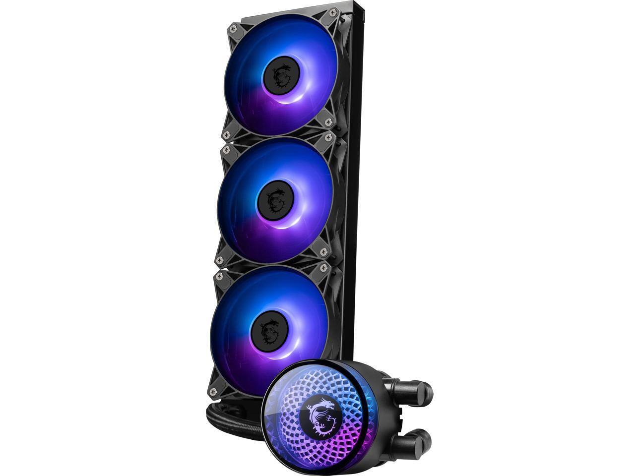 Alt View 6. MSI - MSI MAG Coreliquid A12 360 AIO ARGB CPU Cooler, 360mm Rad, 3x 120mm ARGB Fans, LGA 1700/1851/AM5/AM4, Black - Black.
