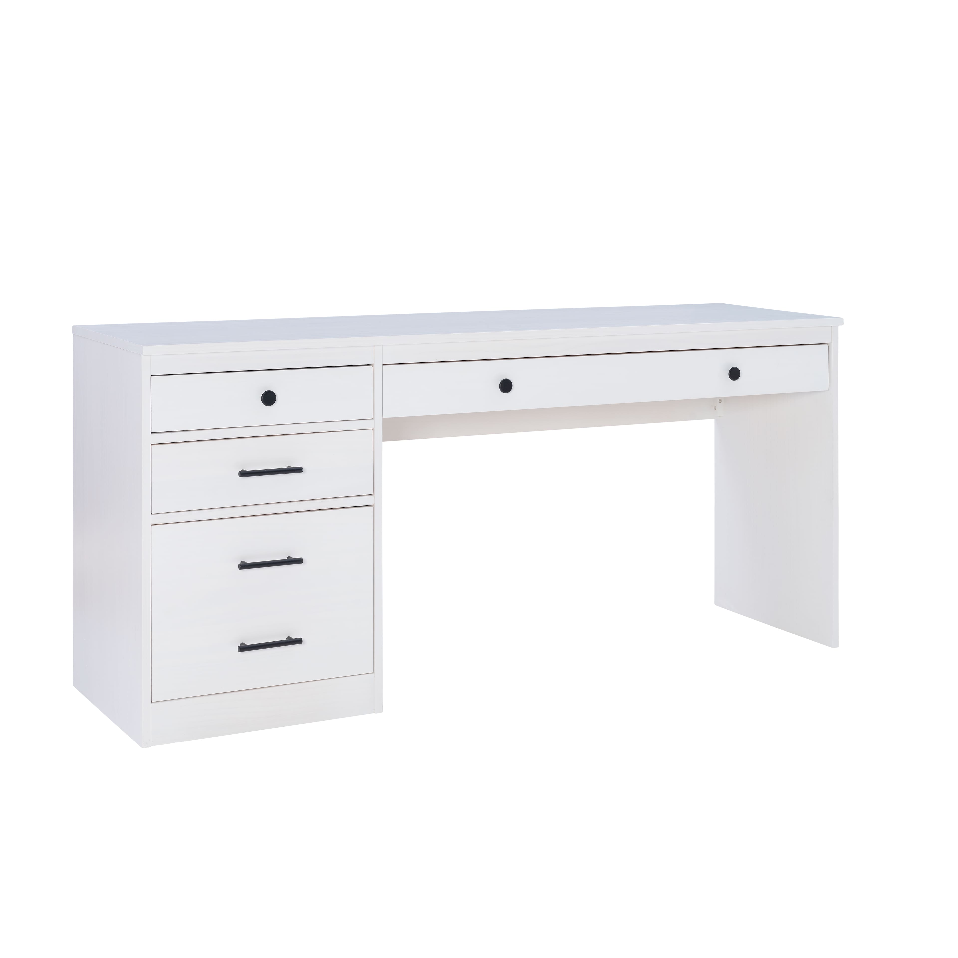 Front. Linon Home Décor - Valdez Solid Wood Desk With File Cabinet - Whitewash.