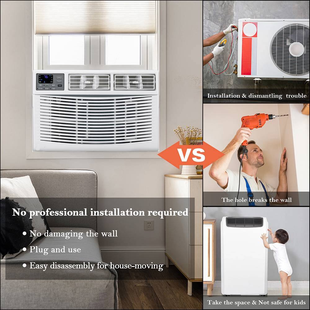 Installation & dismantling trouble  
VS  
No professional installation required  
The hole breaks the wall  
No damaging the wall  
Plug and use  
Easy disassembly for house-moving  
Take the space & Not safe for kids