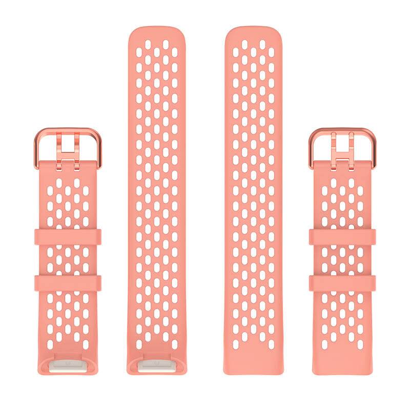 Back. StrapsCo - Endurance Band Silicone Rubber Watch Strap For Fitbit Charge 6 - Salmon.