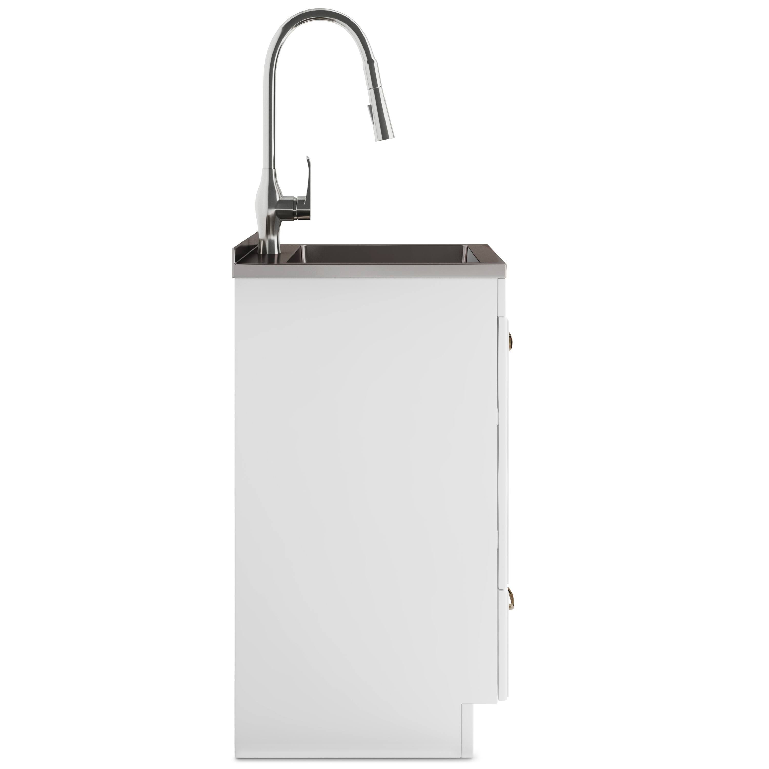 Alt View 2. Simpli Home - Lawrence  All-in-One 28-inch Utility Sink & Cabinet - Pure White.