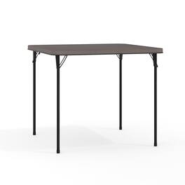 Emma + Oliver - 2.83-Foot Square Bi-Fold Plastic Folding Table with Carrying Handle - Dark Gray