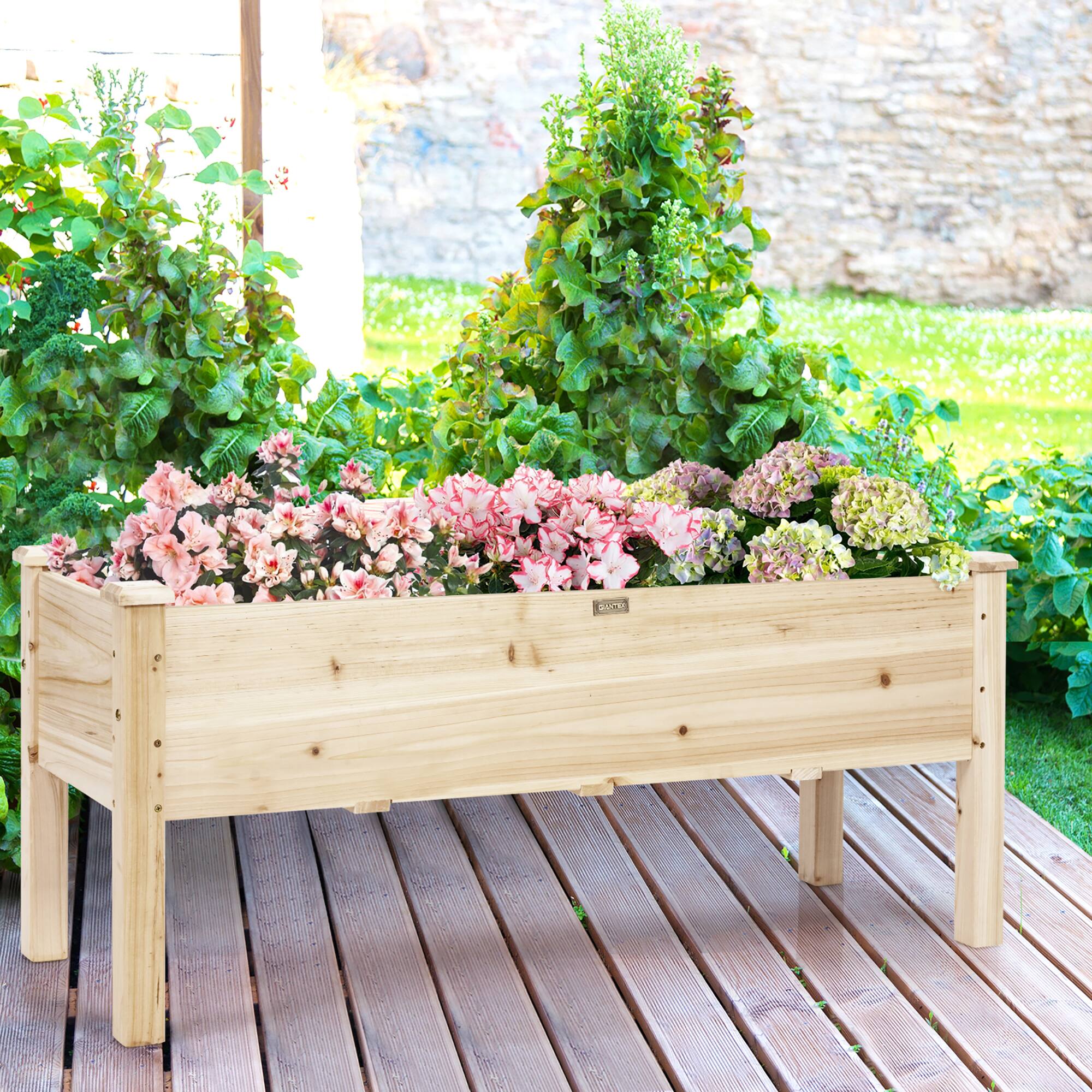 Alt View 1. Costway - Costway Raised Garden Bed Elevated Planter Box Wood for Vegetable Flower Herb - Natural.
