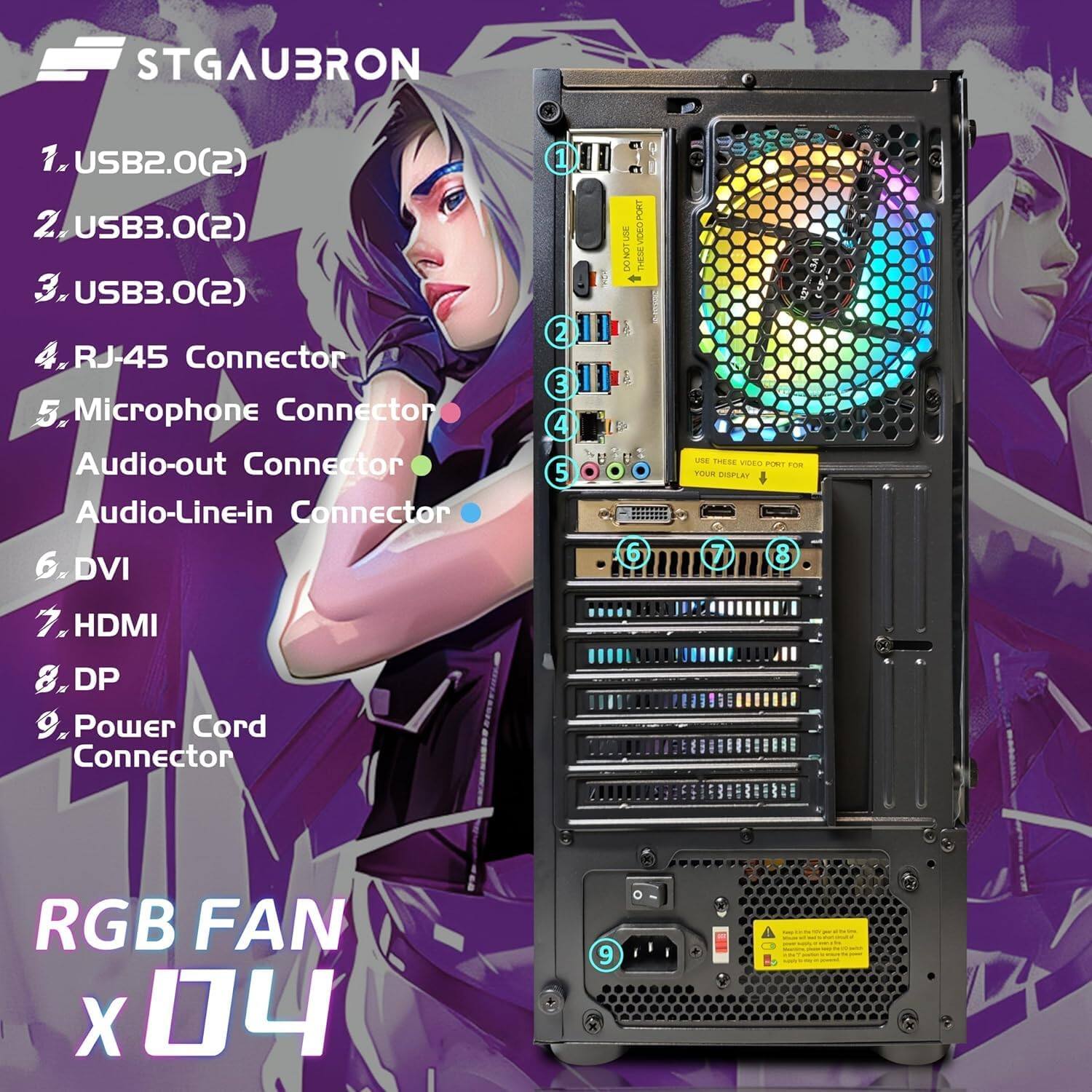 STGAubron Gaming PC Desktop Computer, Intel Core i5 9400F up